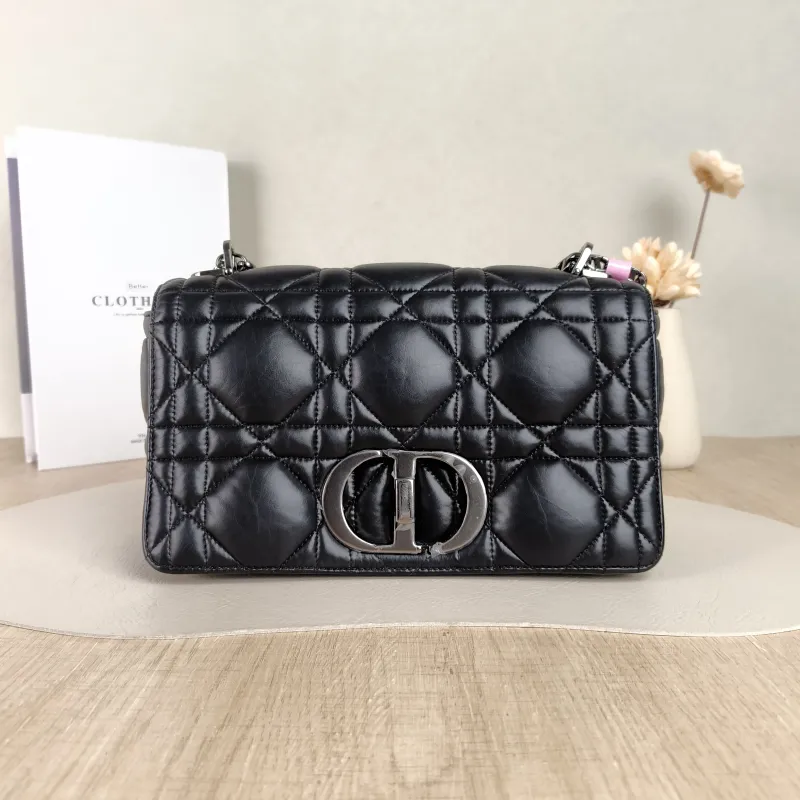DIOR Crossbody Bag Caro Chain Bag Black Calfskin Medium 25.5 × 9 × 15.5 cm logo