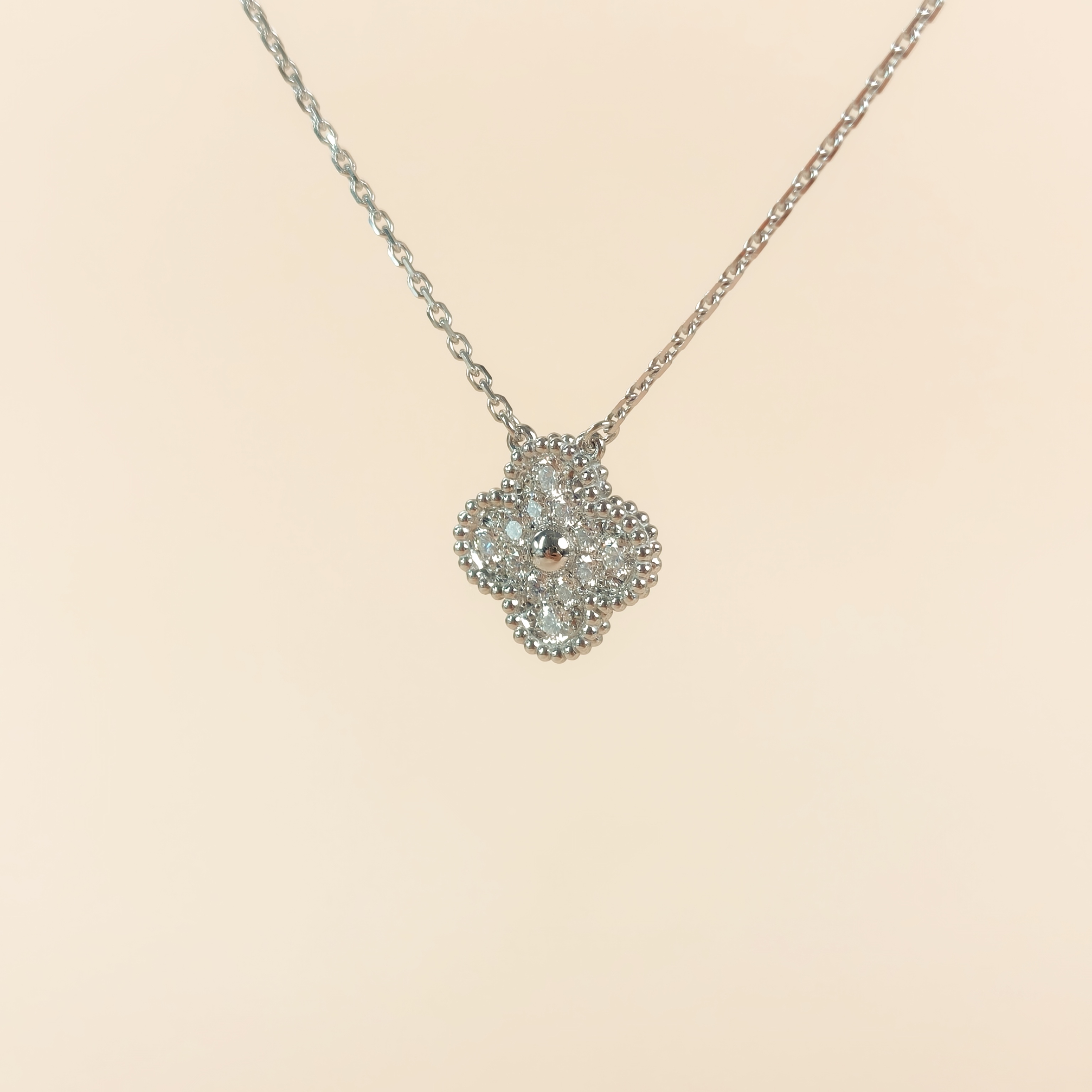 Van Cleef & Arpels Necklace Alhambra White Gold18KW hite Gold Diamond Vintage Small41.5cm — cover view 9 of 10