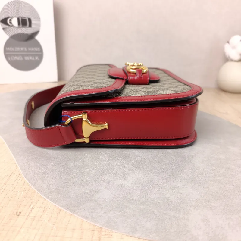 GUCCI Crossbody Bag Horsebit 1955 Horsebit Medium Red PVC Medium 25 × 8 × 18 cm — detail view 6 of 12