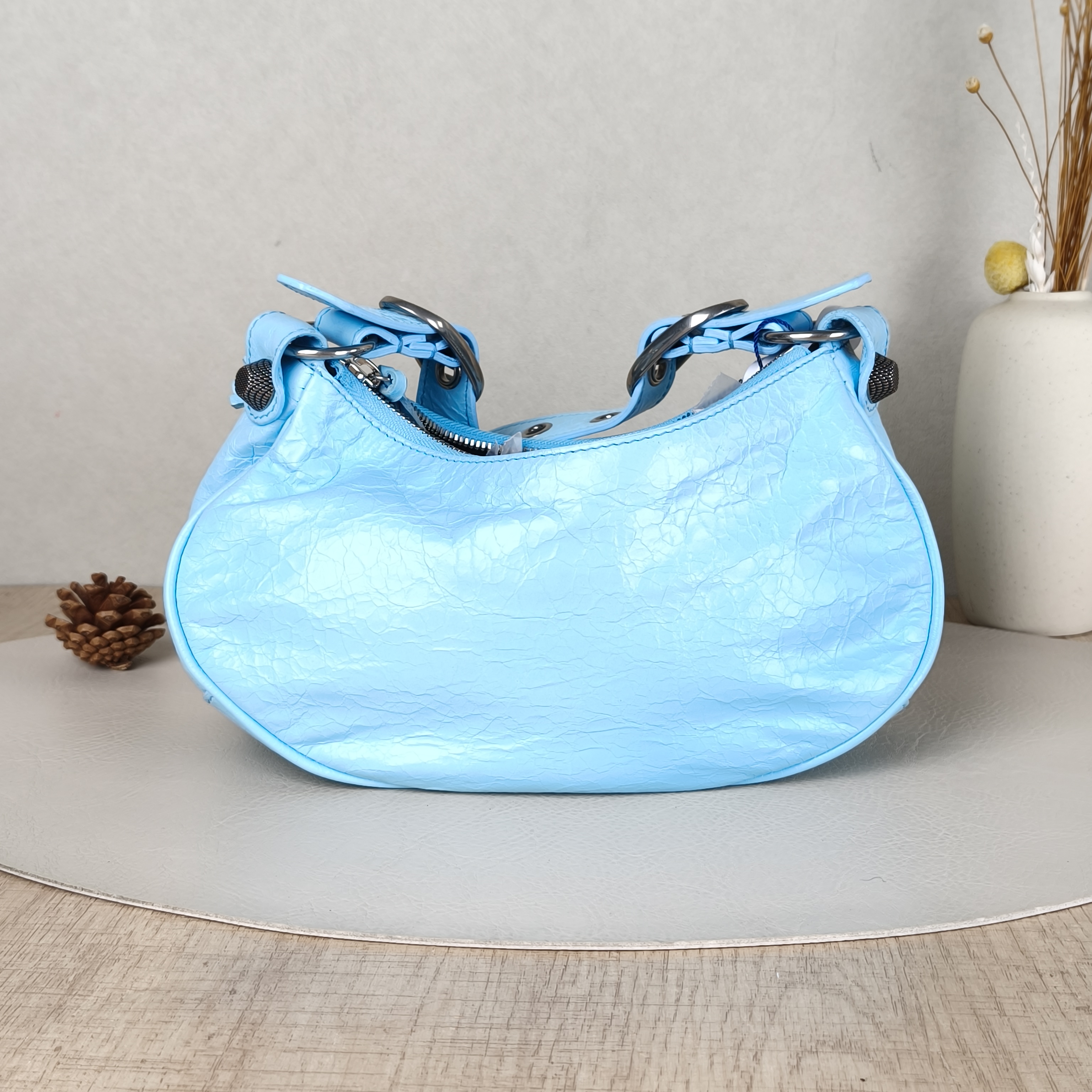 BALENCIAGA Crossbody Bag LE CAGOLE Blue Waxed Leather XS26 × 7 × 16 cm — cover view 2 of 5