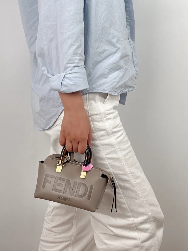 FENDI Crossbody Bag by the way Grey Calfskin Mini 20.5 × 9 × 12 cm — on-model view 2 of 2
