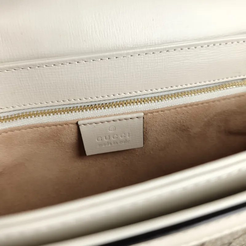 GUCCI Crossbody Bag Horsebit 1955 Horsebit Medium White Monogram PVC Medium 25 × 8 × 18 cm — detail view 8 of 13