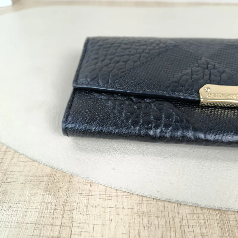 BURBERRY Wallet Wallet Black Calfskin One Size 19 × 2 × 10 cm — detail view 4 of 11