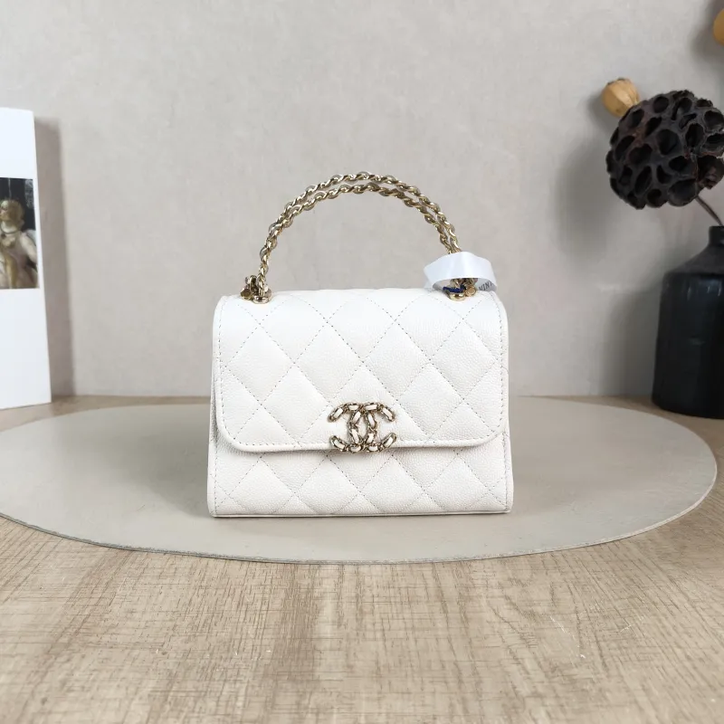 Chanel Crossbody Bag kelly White Grained Calfskin nano 15 × 5 × 11 cm