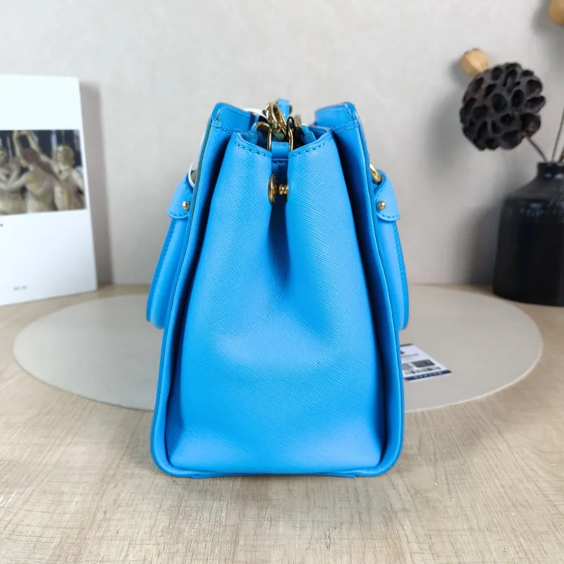 FERRAGAMO Top Handle Bag Tote Bag Blue Calfskin 27 × 14 × 21 cm — detail view 9 of 11
