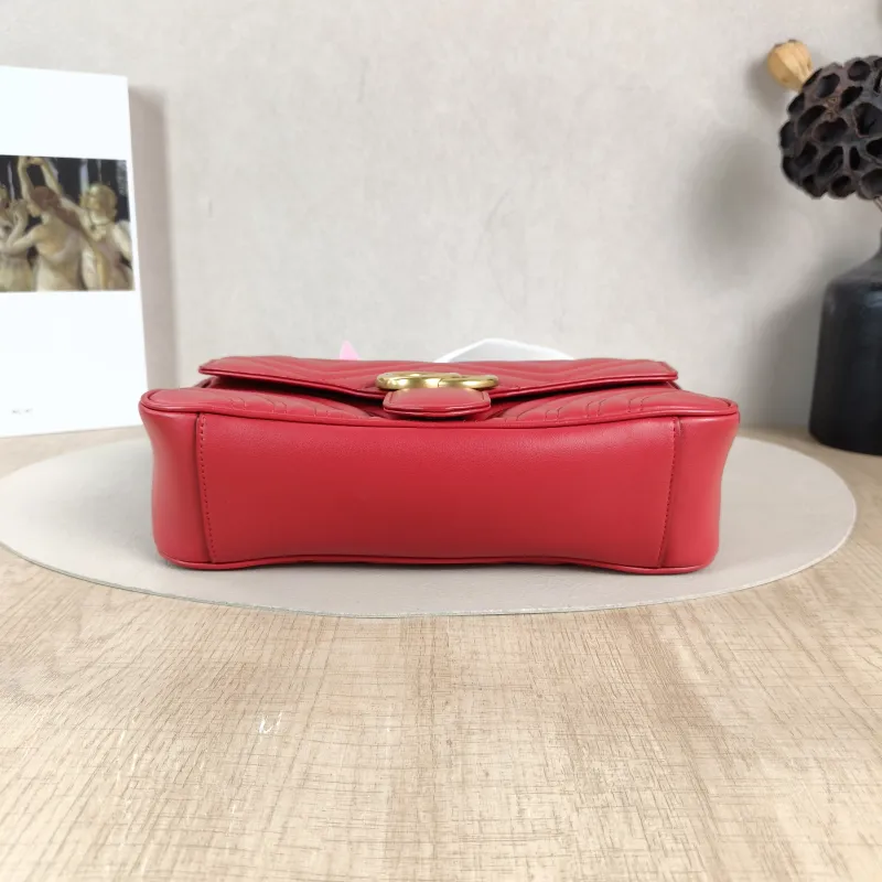 GUCCI Crossbody Bag GG Marmont Medium Marmont 26 Red Calfskin Medium 26 × 7 × 15 cm — cover view 2 of 5