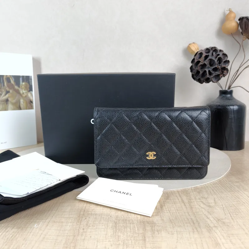 Chanel Crossbody Bag Classic Flap WOC CF WOCWOC Bag Black Grained Calfskin Mini 19.2 × 3.5 × 12.3 cm — cover view 3 of 6