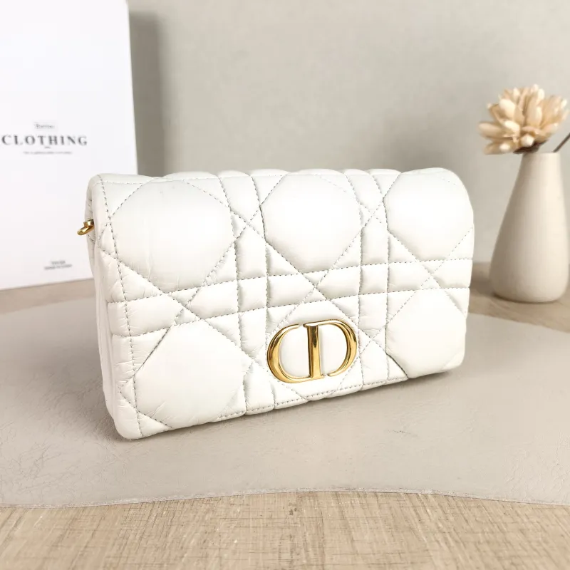 DIOR Crossbody Bag Caro Chain Bagwoc White Calfskin One Size 19.5 × 6.5 × 11 cm — cover view 5 of 5