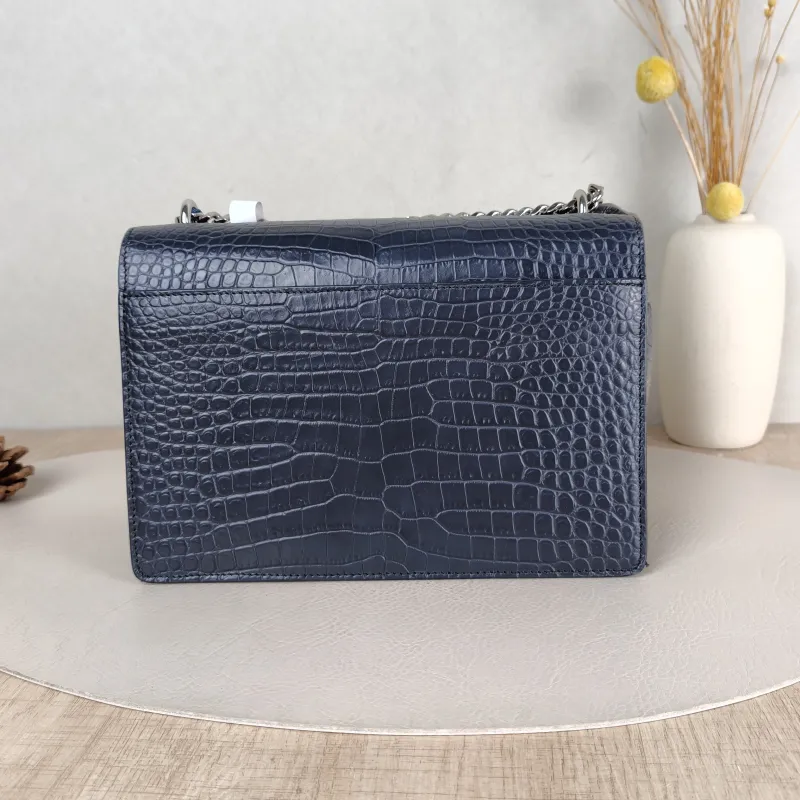 SAINT LAURENT Crossbody Bag SUNSET Grey Calfskin Medium 22 × 6.5 × 16 cm — cover view 4 of 5