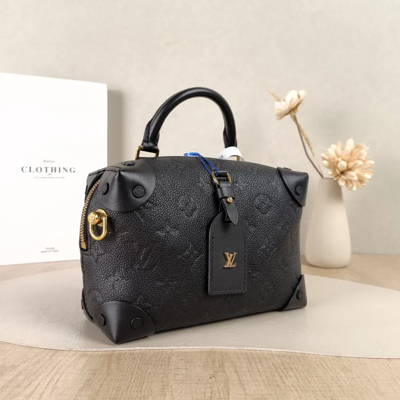 Louis Vuitton Shoulder Bag Petite Malle Souple Box Black Calfskin One Size20 × 7.5 × 14 cm Missing Shoulder Strap — cover view 4 of 5