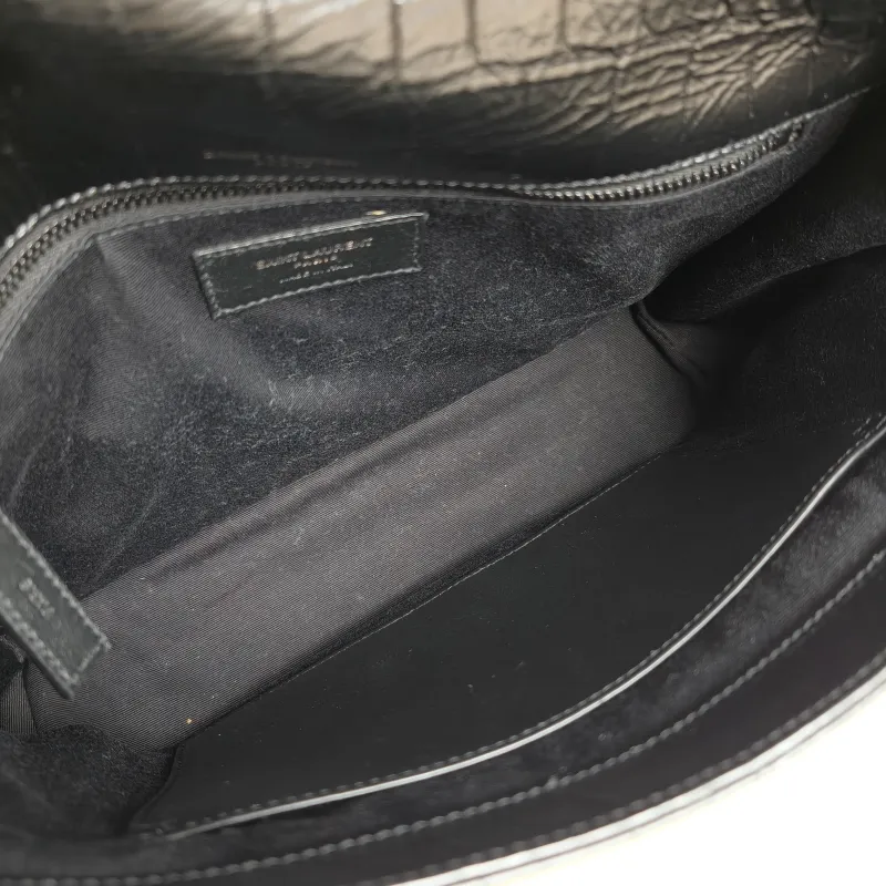 SAINT LAURENT Crossbody Bag Niki Black Waxed Leather Calfskin Medium 28 × 8.5 × 20 cm — detail view 7 of 12