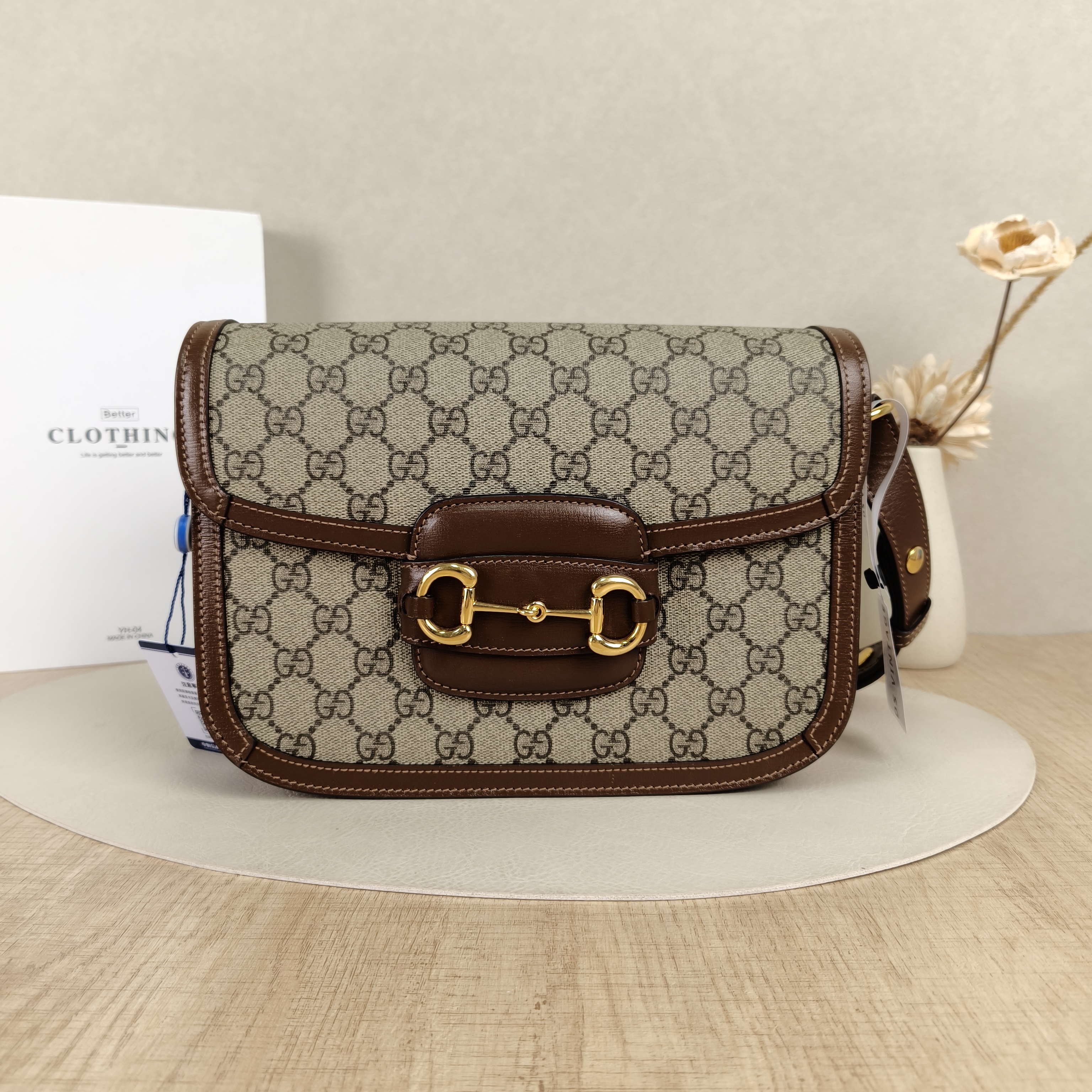GUCCI Shoulder Bag Horsebit 1955 Horsebit Medium Monogram PVC Medium25 × 8 × 18 cm