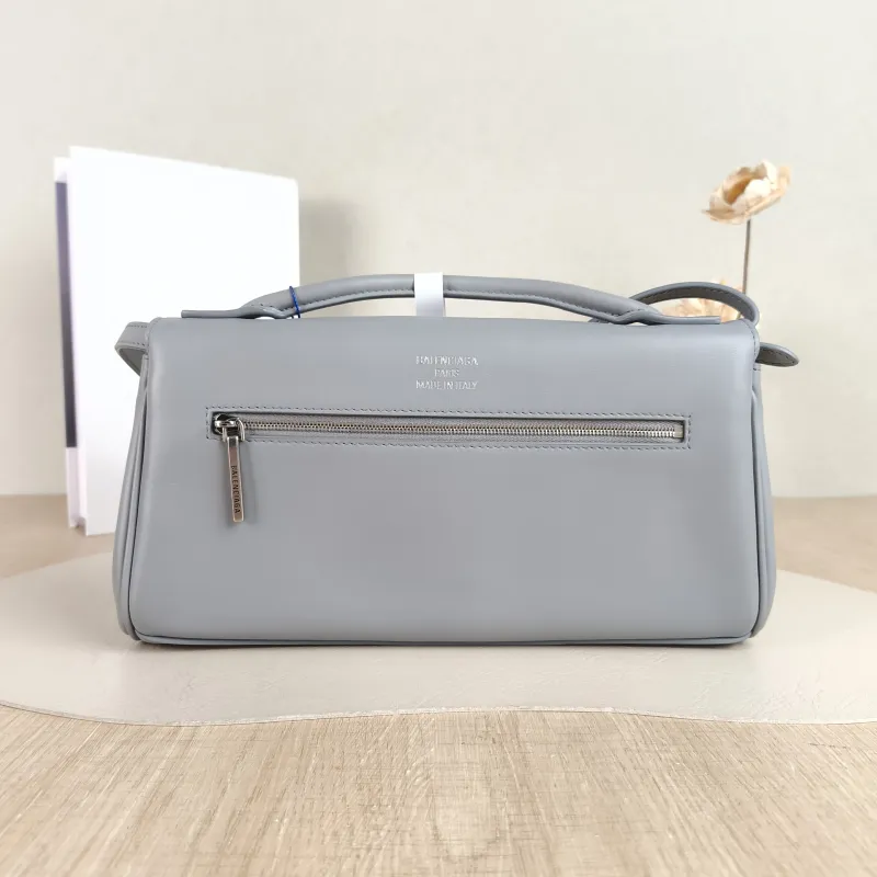 BALENCIAGA Crossbody Bag bel air Top Handle Crossbody Bag Grey Calfskin 27 × 5 × 14 cm — cover view 3 of 5