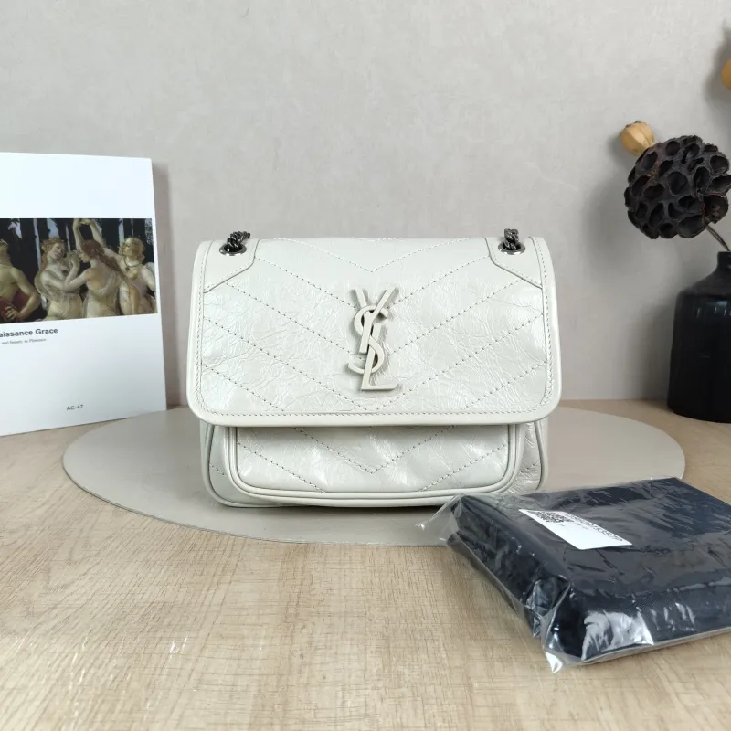SAINT LAURENT Crossbody Bag Niki D White Waxed Leather Small 21 × 7.5 × 16 cm — cover view 6 of 6