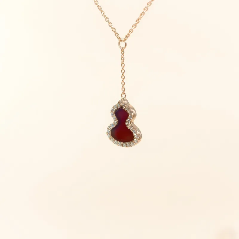 Qeelin Necklace Wulu Collection Necklace Red Agate Diamond18KR ose Gold One Size 40cm — cover view 5 of 9