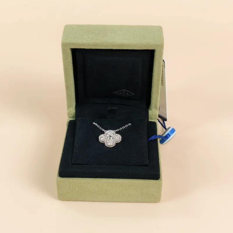 Van Cleef & Arpels Necklace Alhambra Alhambra Collection Pavé Diamond White Gold 18KW hite Gold Diamond Vintage Small 42cm — cover view 6 of 11