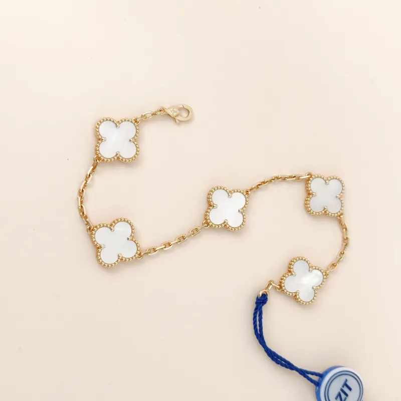 Van Cleef & Arpels Bracelet Alhambra Alhambra Collection Five-Motif Bracelet Pearl · White Mother-of-Pearl 18KY ellow Gold Vintage Small 19cm — cover view 3 of 10