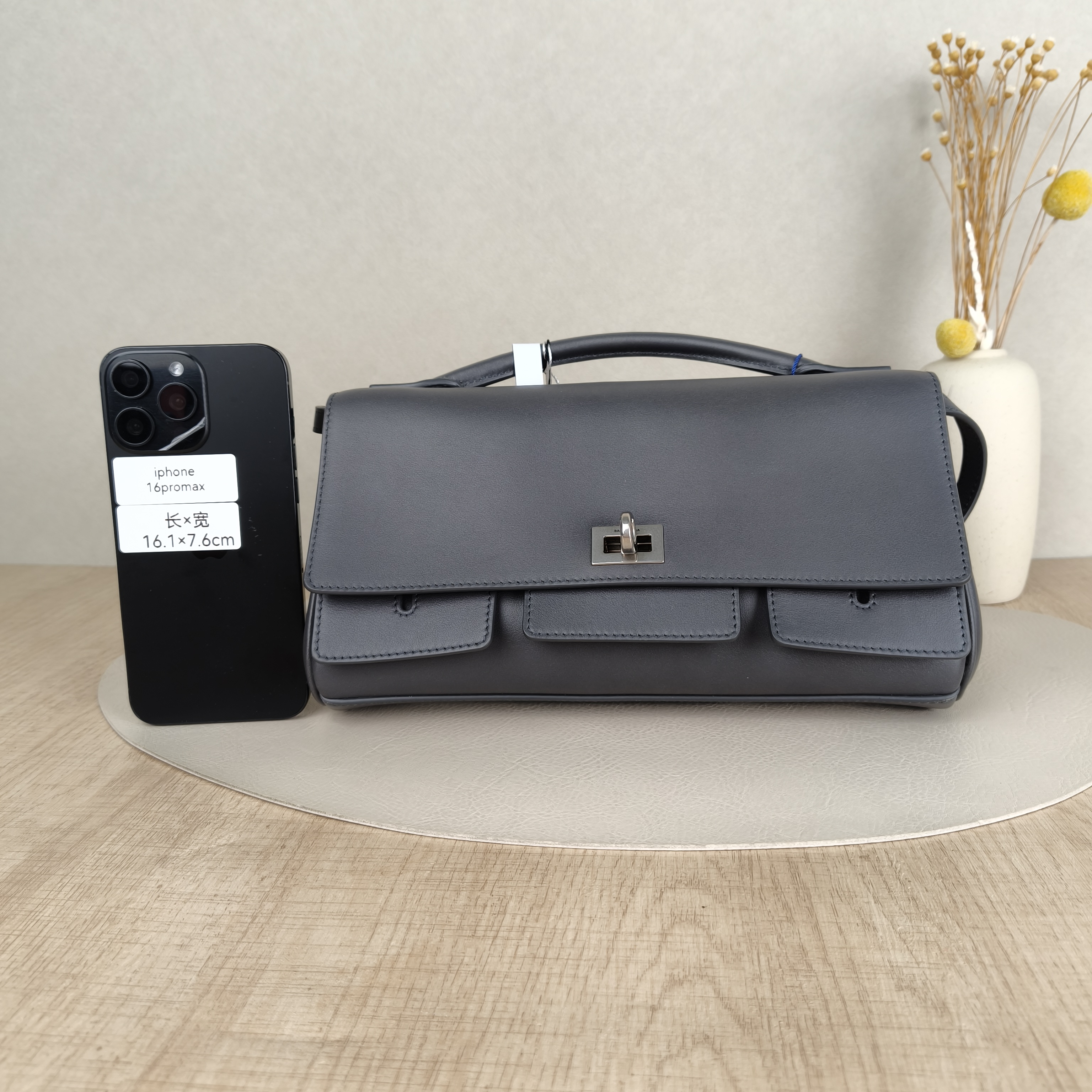 BALENCIAGA Crossbody Bagbel air Shoulder Crossbody Bag Grey Calfskin One Size27 × 5 × 14 cm — cover view 4 of 5