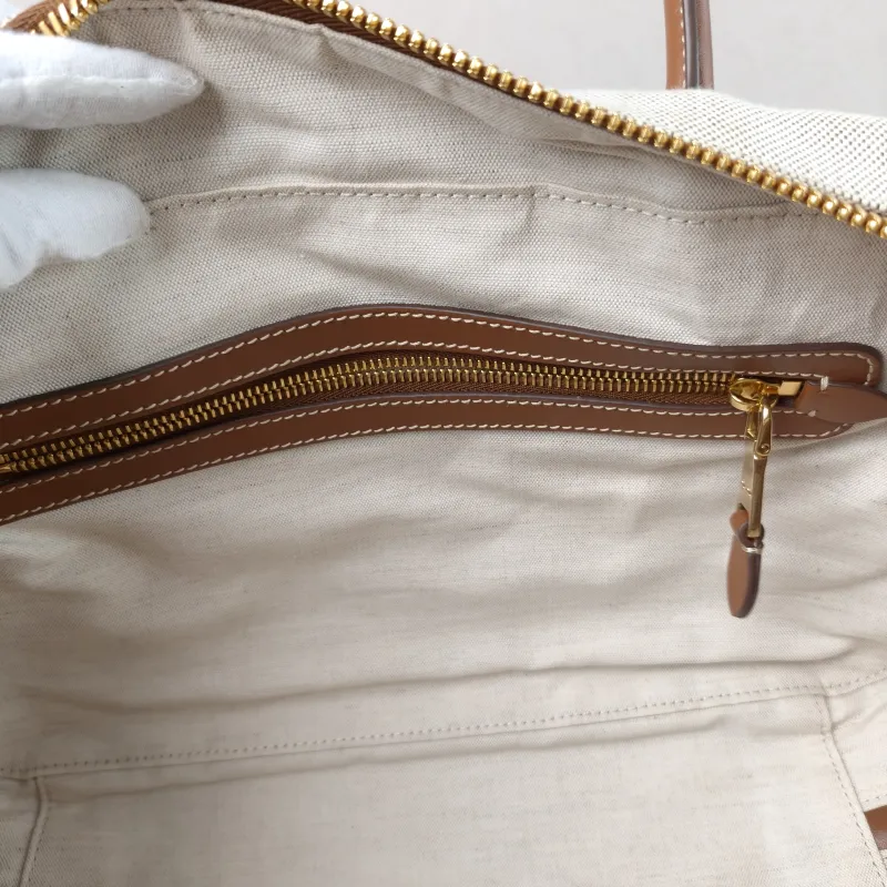 Miumiu Top Handle Bag Beau Brown Canvas · Calfskin Large 34 × 10 × 20 cm — detail view 7 of 12