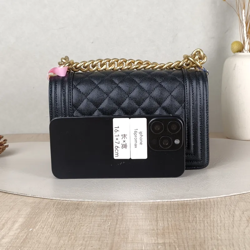 Chanel Crossbody Bag Le Boy​Black Grained Calfskin Small20.5 × 8.5 × 12 cm — cover view 4 of 5