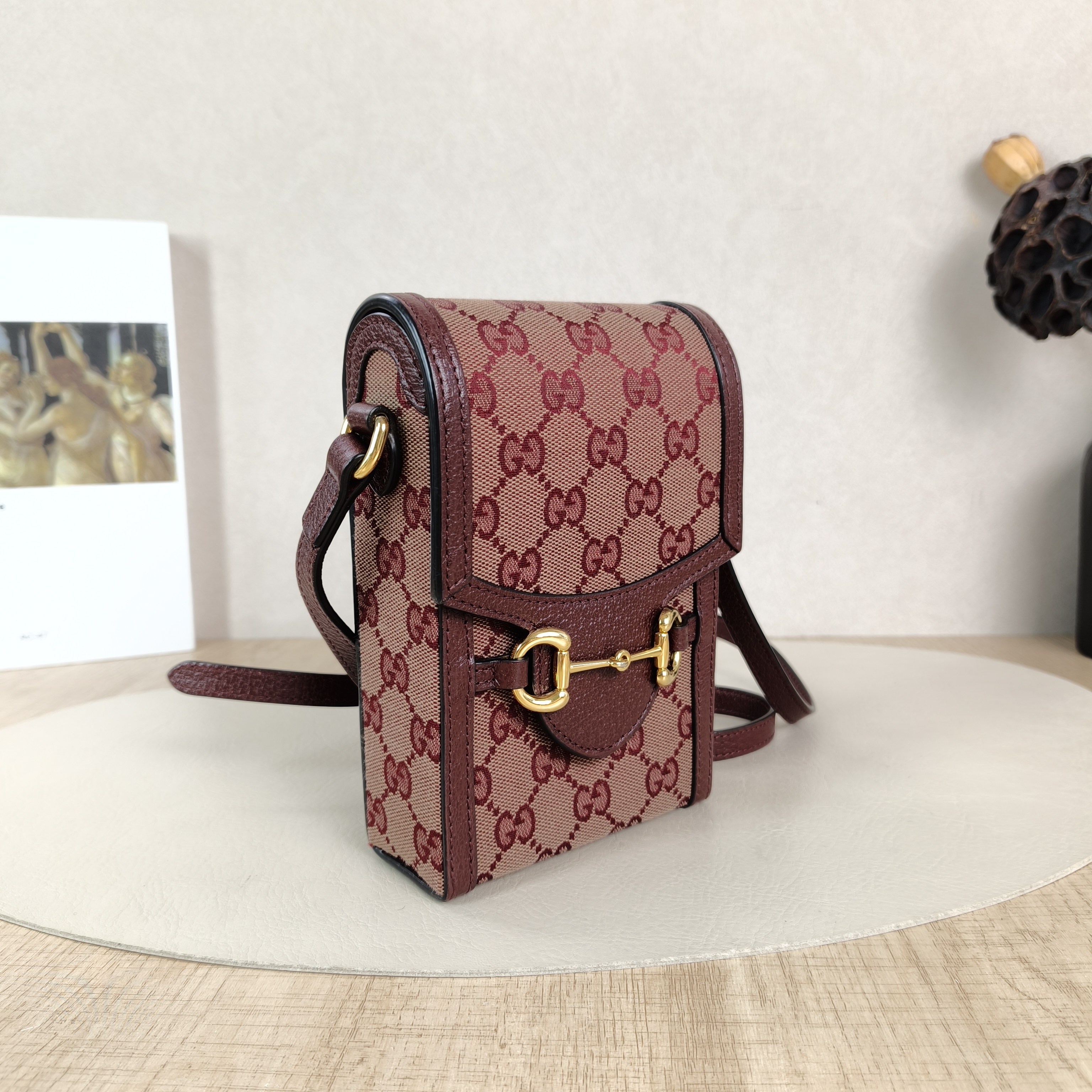 GUCCI Crossbody Bag Horsebit 1955Collection Mini Red Canvasmini11.5 × 4 × 17 cm — cover view 5 of 6