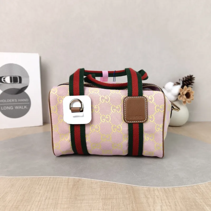 GUCCI Top Handle Bag Ophidia Pink Canvas One Size 20 × 12 × 13 cm — cover view 6 of 6