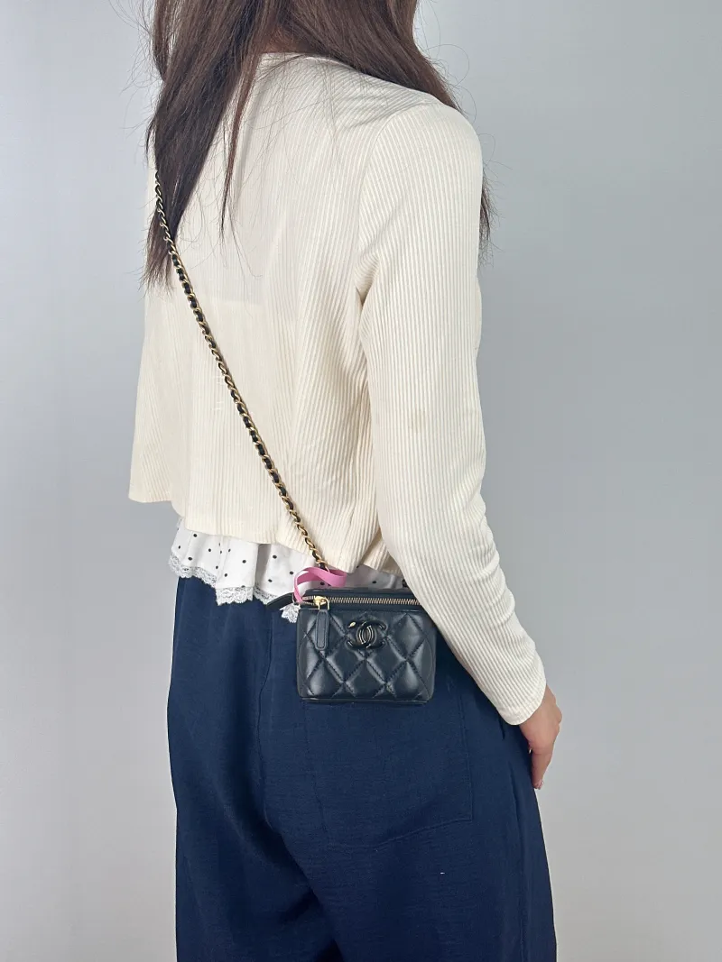 Chanel Crossbody Bag C Edition Black Lambskin One Size 11 × 7 × 9 cm — on-model view 1 of 2