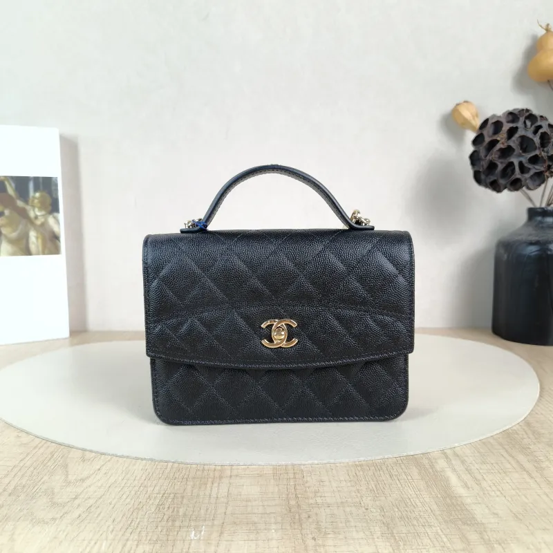 Chanel Backpack Backpack Black Grained Calfskin One Size18.2 × 5 × 14 cm