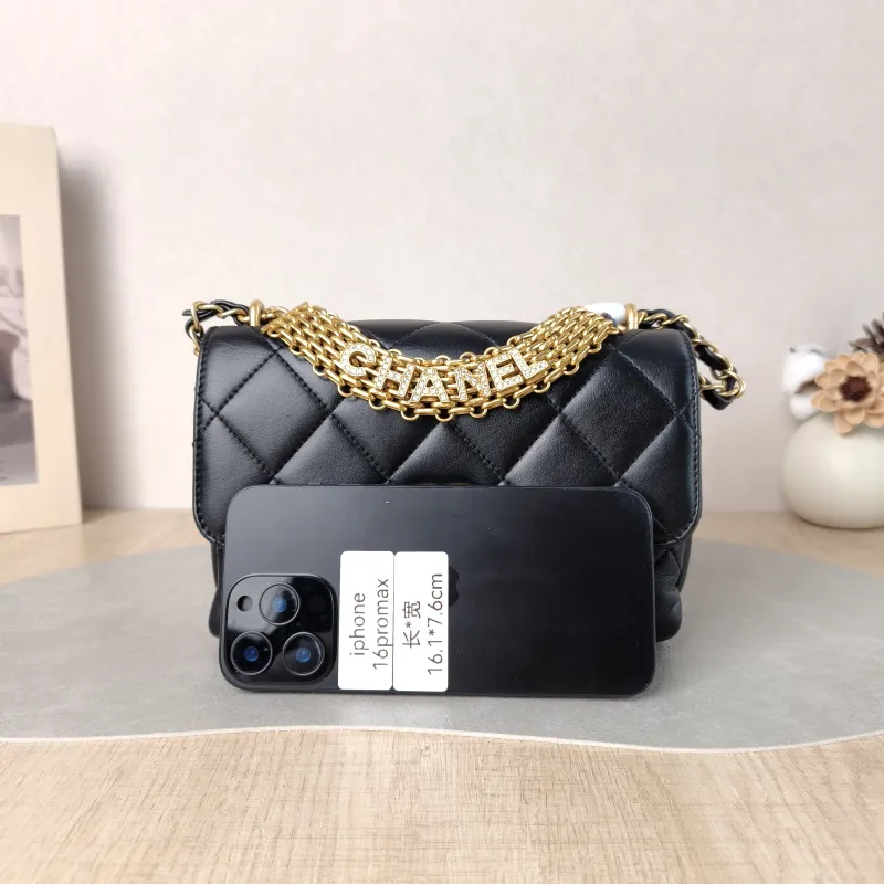 Chanel Crossbody Bag Crossbody Bag Black with Gold-Tone Hardware Lambskin Mini 20 × 6.5 × 13 cm — cover view 6 of 6