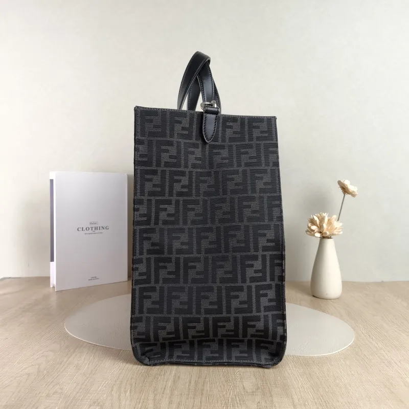 FENDI Top Handle Bag FF Tote Bag Top Handle Bag Grey Canvas One Size 41 × 19 × 35 cm — detail view 10 of 11