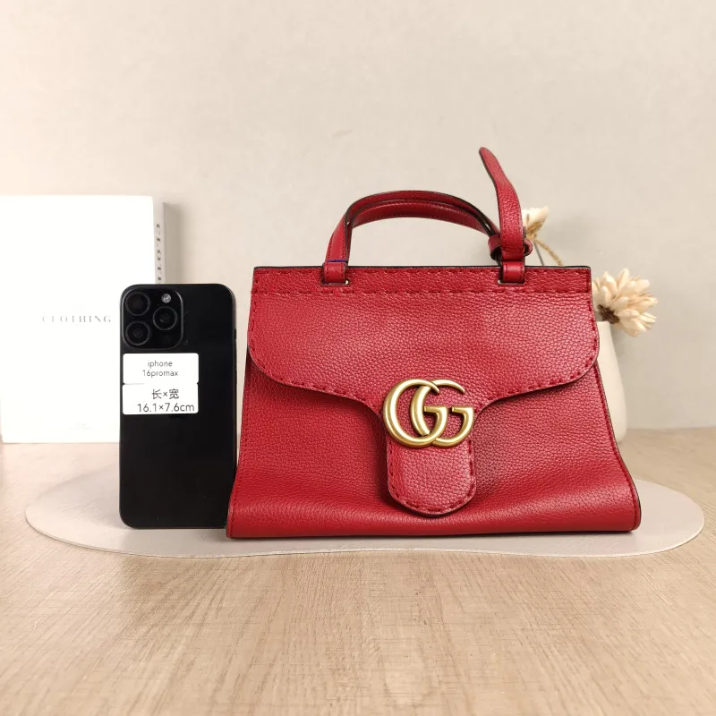 GUCCI Top Handle Bag Marmont Top Handle Bag Red Calfskin One Size26 × 11 × 18 cm — cover view 5 of 5