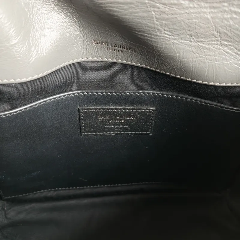 SAINT LAURENT Crossbody Bag Niki D Dark Grey Waxed Leather Calfskin Small 21 × 7.5 × 16 cm — detail view 5 of 12