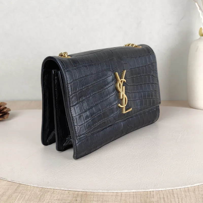 SAINT LAURENT Crossbody Bag SUNSET Black with Gold-Tone Hardware Calfskin Small19.5 × 8 × 14 cm — cover view 4 of 5