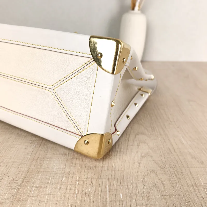 Louis Vuitton Top Handle Bag Suhali Vintage White Calfskin 36 × 12.5 × 22 cm — detail view 6 of 10
