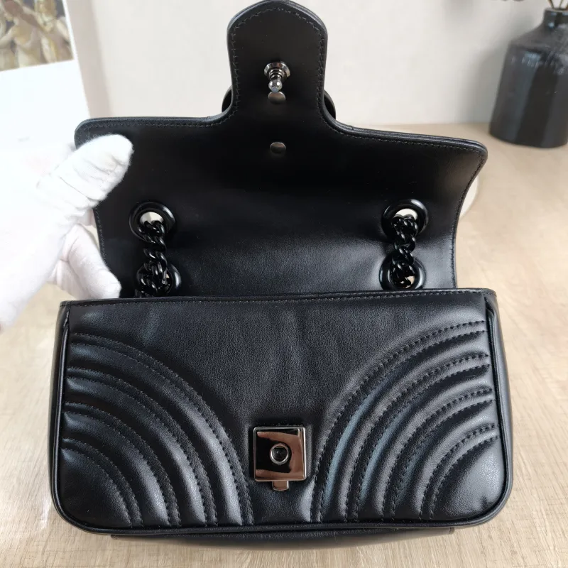 GUCCI Crossbody Bag GG Marmont So Black Marmont So Black Black CC alfskin Small 22 × 6 × 13 cm — detail view 9 of 11