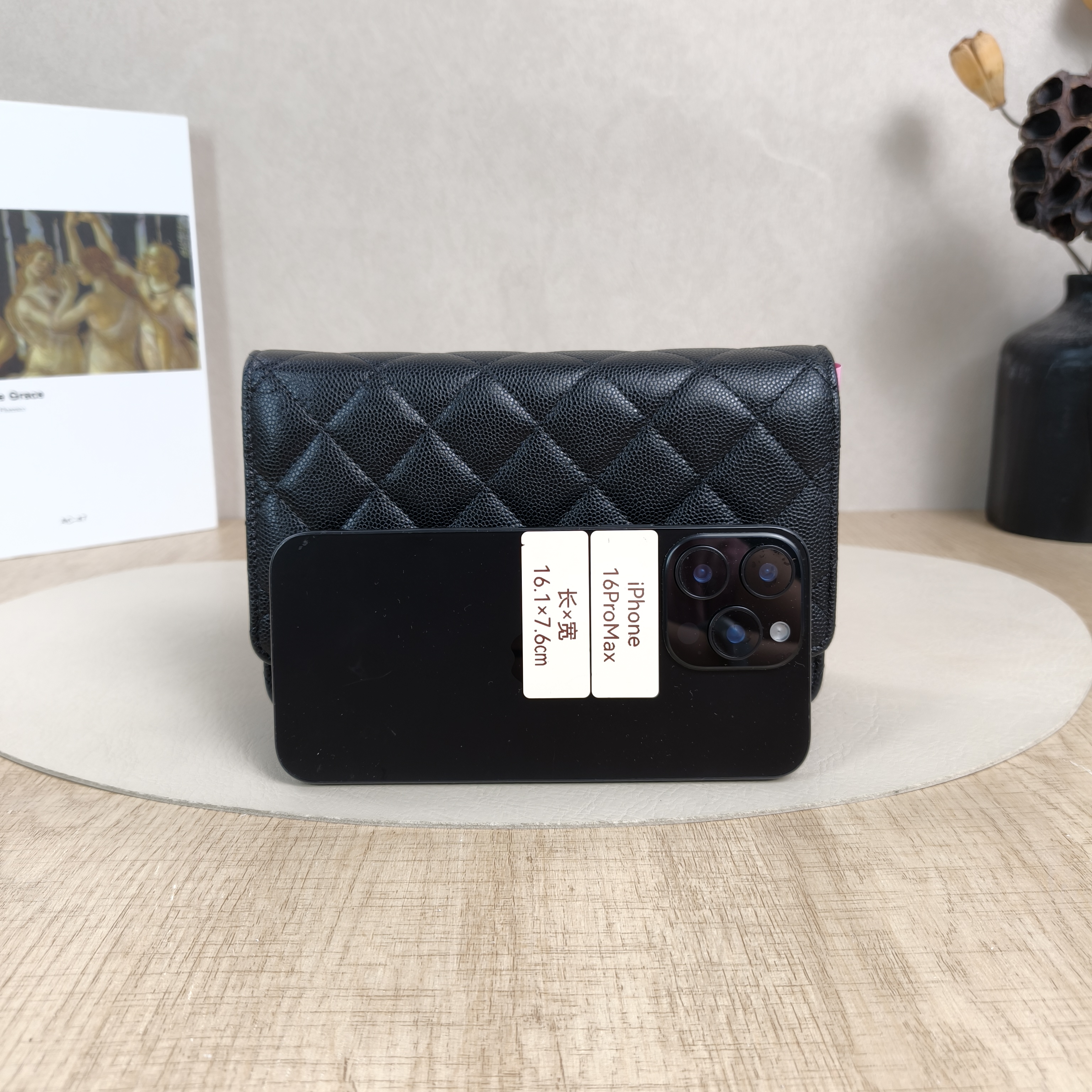 Chanel Crossbody Bag Classic Flap WOC CF WOCWOC Bag Black Grained Calfskin mini19.2 × 3.5 × 12.3 cm — cover view 4 of 5
