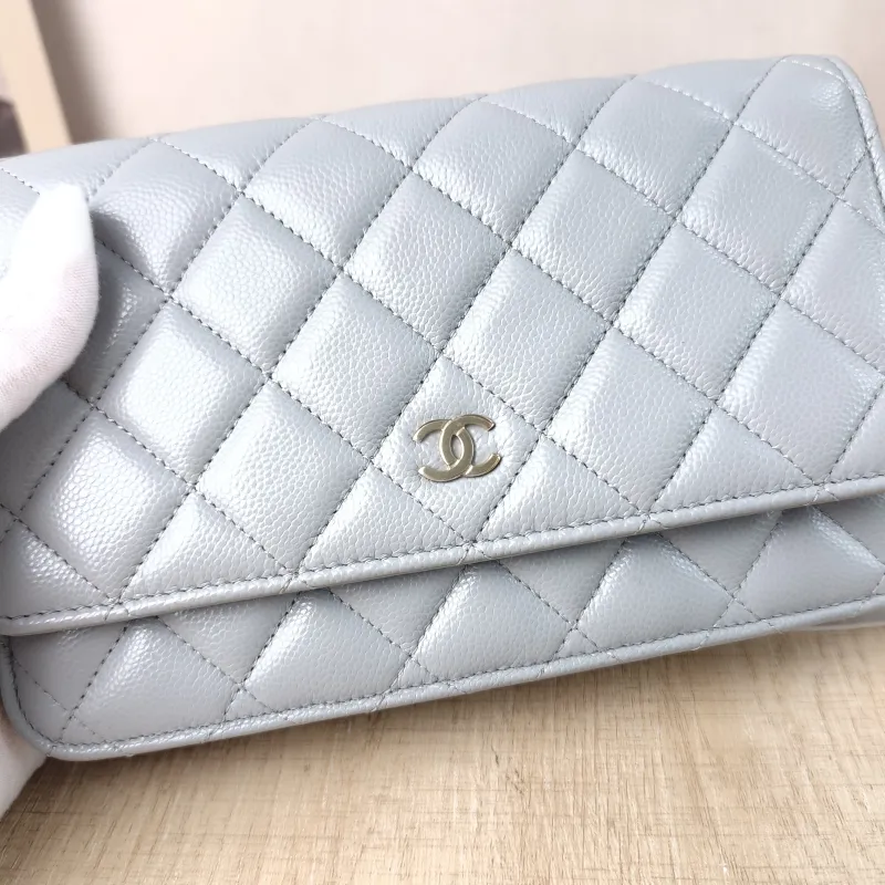 Chanel Crossbody Bag Classic Flap WOC CF WOCWOC Bag Grey Grained Calfskin Mini 19.2 × 3.5 × 12.3 cm — detail view 5 of 11