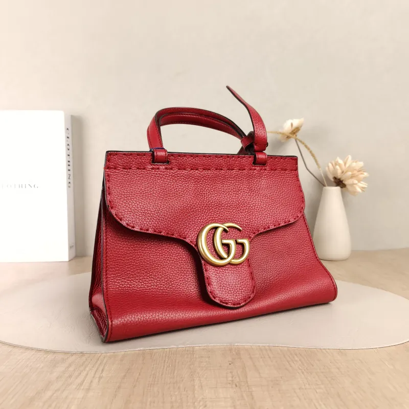 GUCCI Top Handle Bag Marmont Top Handle Bag Red Calfskin One Size26 × 11 × 18 cm — cover view 3 of 5