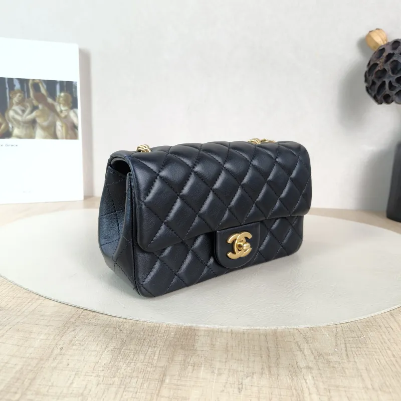 Chanel Crossbody Bag Classic Flap Large Mini CF Mini Black Lambskin mini 20 × 6 × 12 cm — cover view 3 of 6