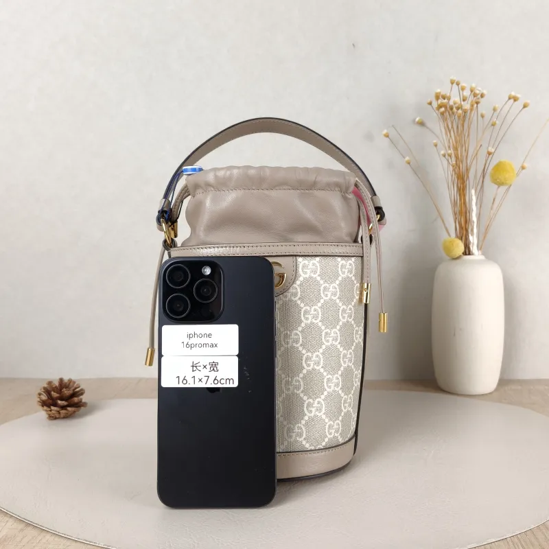 GUCCI Crossbody Bagophidia GG Bucket Bag White Monogram PV Cmini11.5 × 8 × 20 cm — cover view 4 of 5