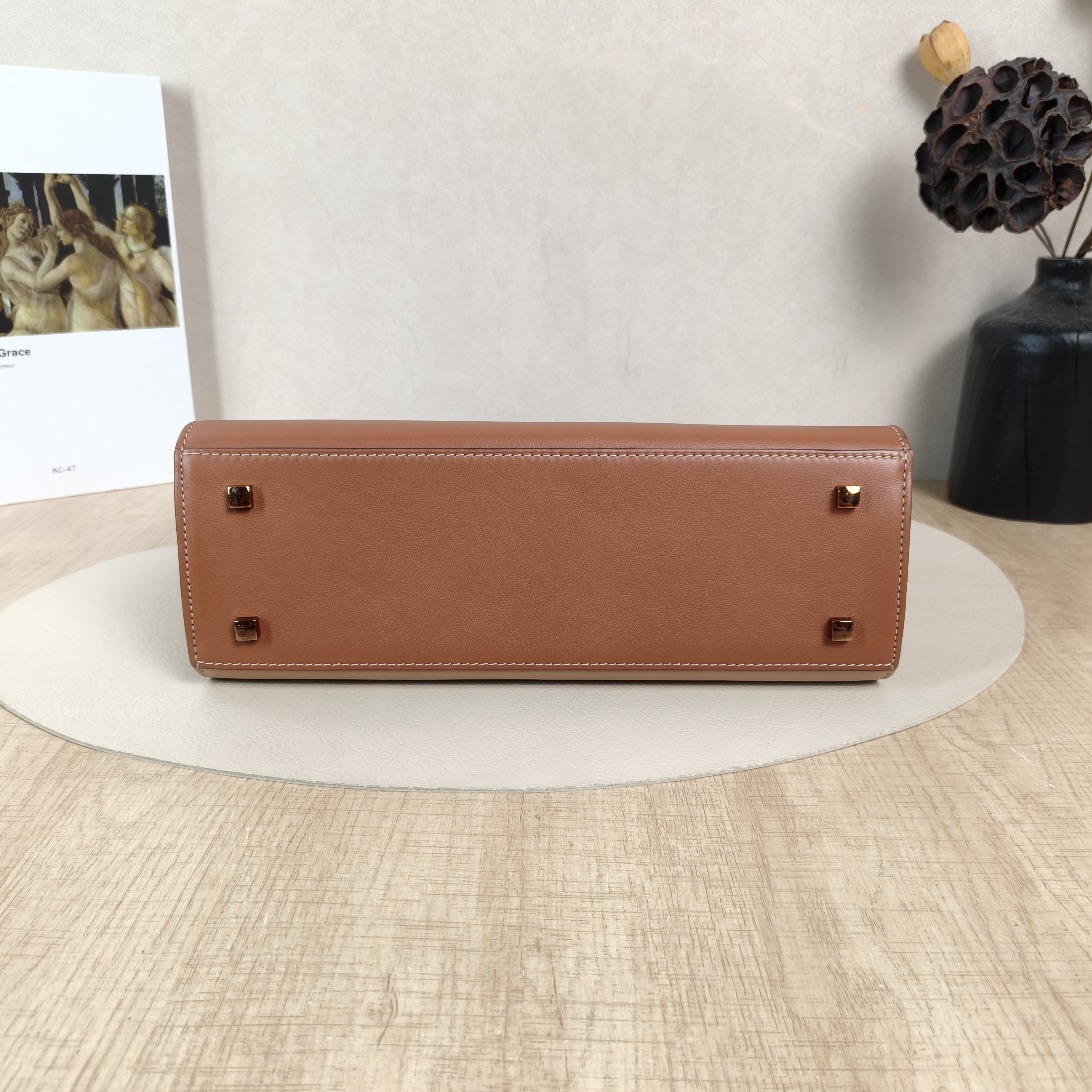 DELVAUX Crossbody Bag Tempete Top Handle Bag Brown Colorblock Calfskin Medium27.5 × 9 × 23 cm — cover view 2 of 6