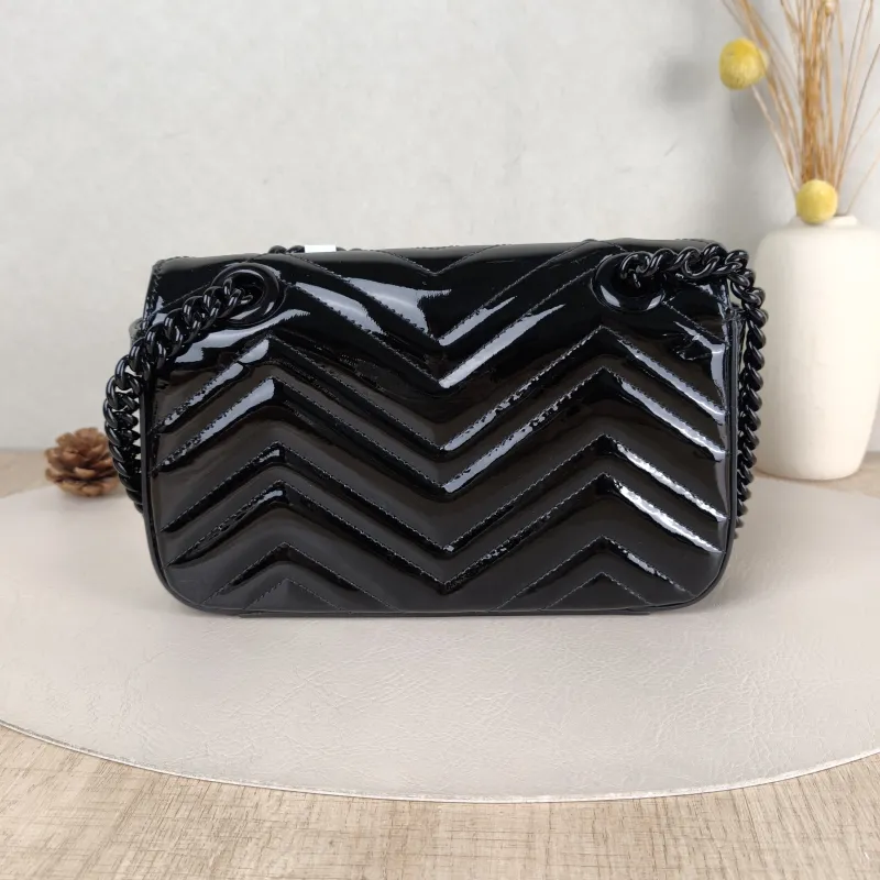GUCCI Crossbody Bag GG Marmont Small Marmont So Black 22 Black Patent Leather Small 22 × 6 × 13 cm — cover view 2 of 5