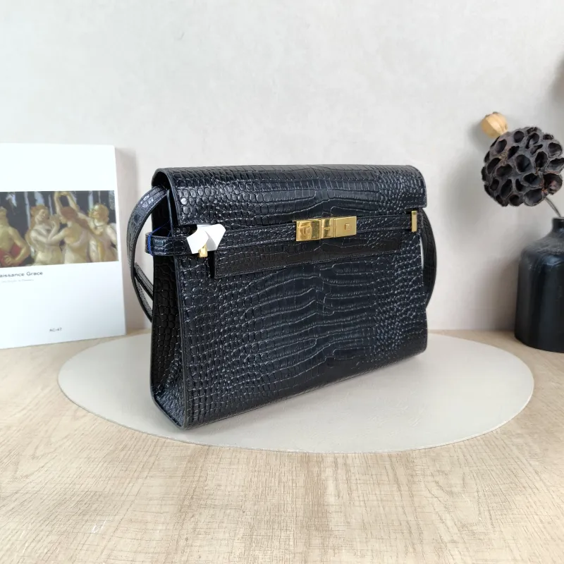 SAINT LAURENT Shoulder Bag MANHATTAN Black Embossed Calfskin Medium 29 × 7.5 × 20 cm — cover view 3 of 5