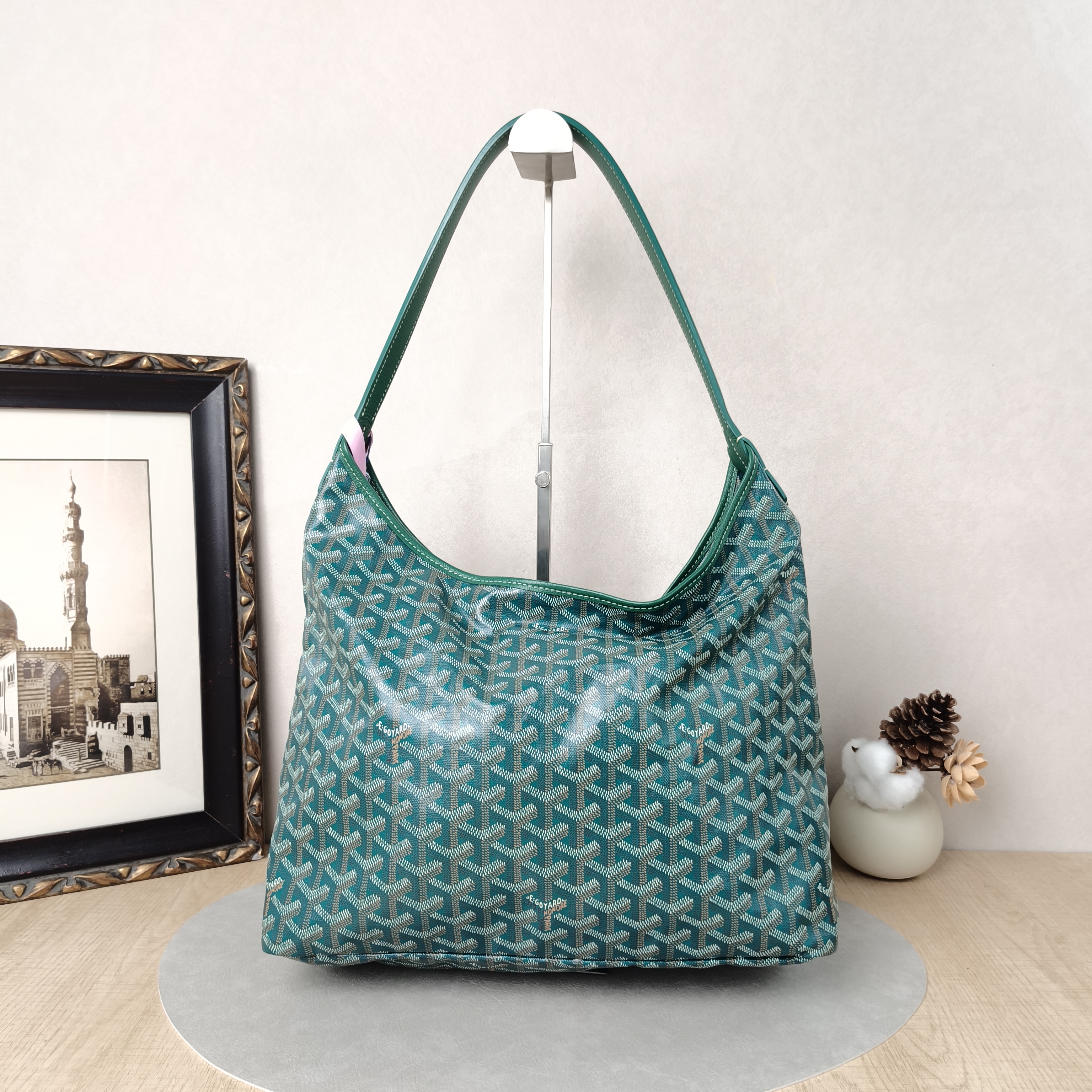 GOYARD Shoulder Bag Boheme Hobo​Green PVC Small43 × 14 × 27 cm