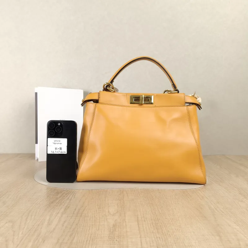 FENDI Top Handle Bag Peekaboo Brown Calfskin Medium 33.5 × 13 × 25.5 cm — cover view 2 of 5