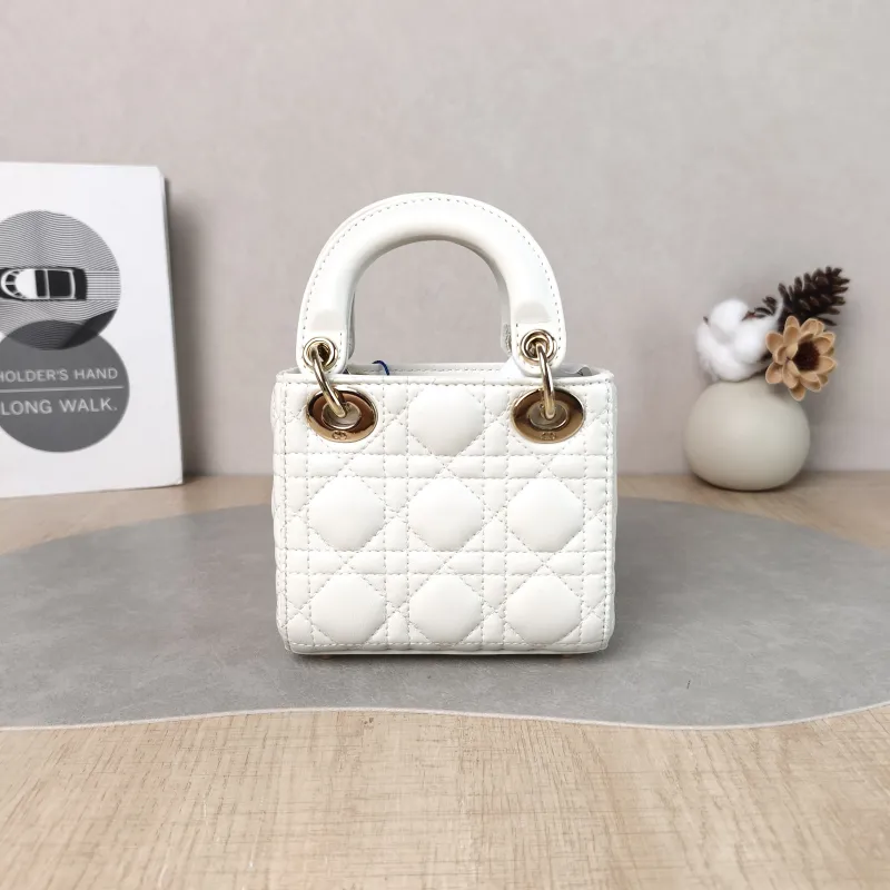 DIOR Crossbody Bag Lady Lady Dior Bag White Lambskin Mini 12 × 5 × 10 cm — cover view 5 of 5
