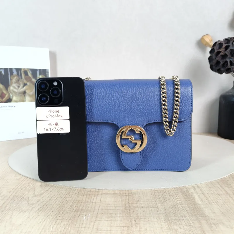 GUCCI Crossbody Bag g Collection Blue Calfskin Small20 × 9 × 16 cm — cover view 5 of 6