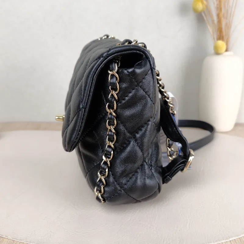 Chanel Backpack logo Backpack Black Lambskin 19 × 6 × 17 cm — detail view 4 of 13