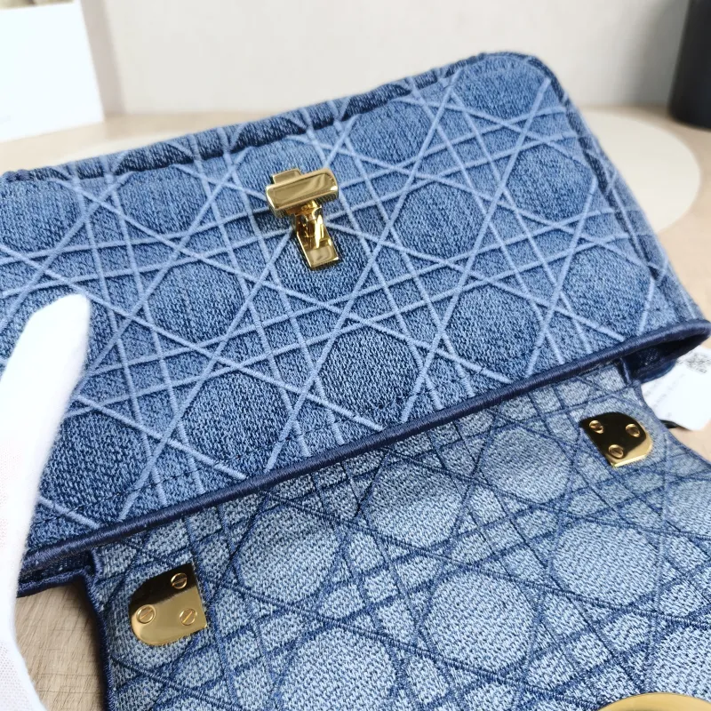 DIOR Crossbody Bag Caro Chain Bag Blue Small 20 × 7 × 13.5 cm — detail view 7 of 14