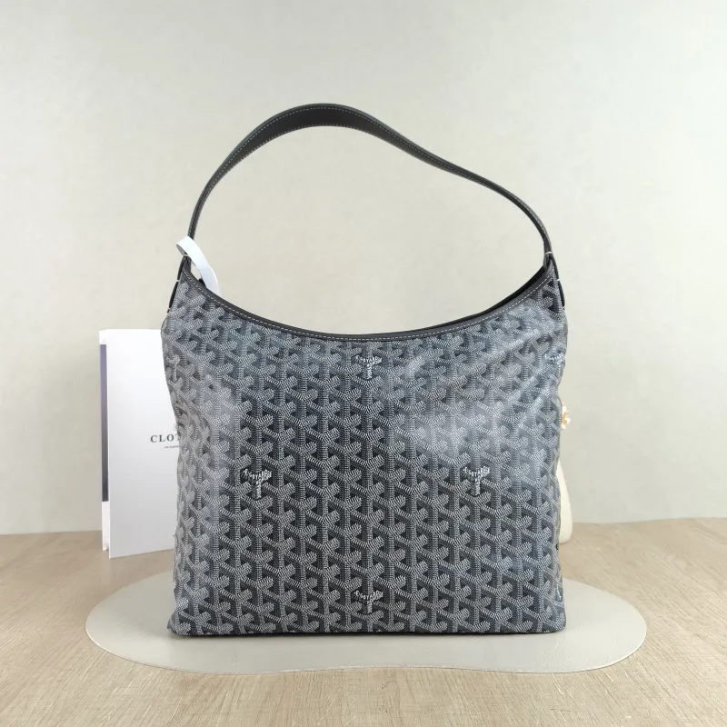 GOYARD Shoulder Bag Boheme Hobo​ Grey ine Canvas Small 43 × 14 × 27 cm